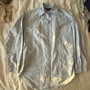 Polo by Ralph Lauren Men's Slim Fit Blue Striped Button Up Shirt, 16